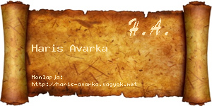 Haris Avarka névjegykártya